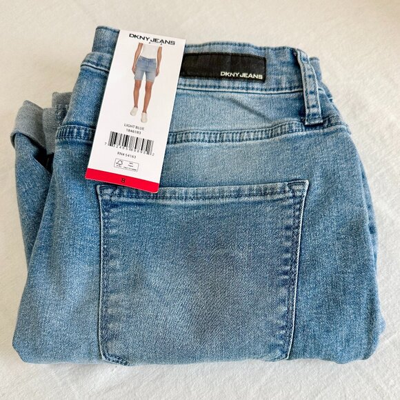 New DKNY Jeans Bermuda Shorts Women's Size 8 Blue Soft Stretch Fabric Coastal - Picture 15 of 15
